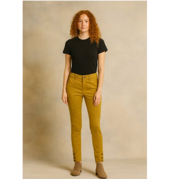 CAbi Mustard  yellow  high Waisted Chinos Stretchy Ankle Slim Leg Cargo Pant 2 - Picture 1 of 11